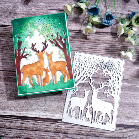 Inlovearts Deers Family in the Forest Cutting Dies