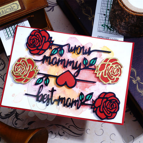 Inlovearts Rose with Word Cutting Dies