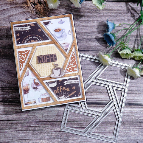 Inlovearts Hollow Hexagon and Line Background Board Cutting Dies