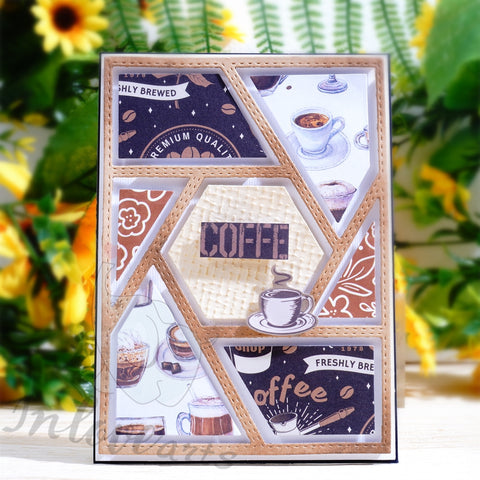 Inlovearts Hollow Hexagon and Line Background Board Cutting Dies