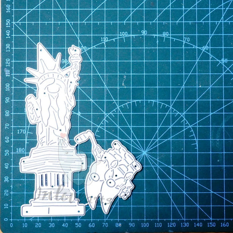 Inlovearts Photographing with the Gnome Statue of Liberty Cutting Dies