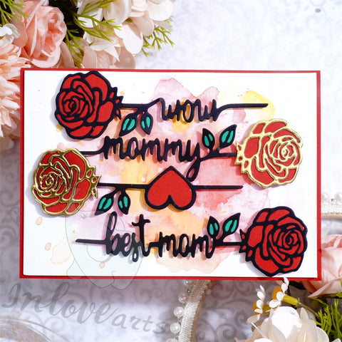 Inlovearts Rose with Word Cutting Dies
