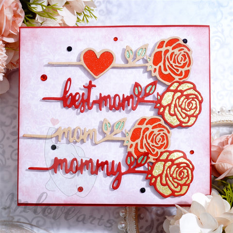 Inlovearts Rose with Word Cutting Dies
