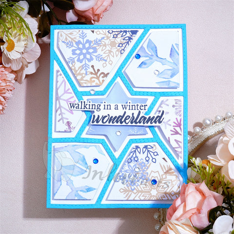 Inlovearts Rotating Hollow Hexagon Background Board Cutting Dies
