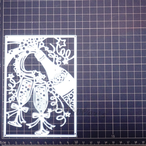 Inlovearts Wine Bottle & Glasses Background Board Cutting Dies