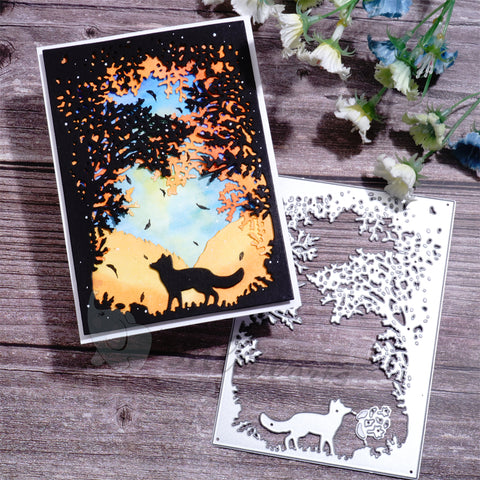 Inlovearts Fox in Forest Background Board Cutting Dies
