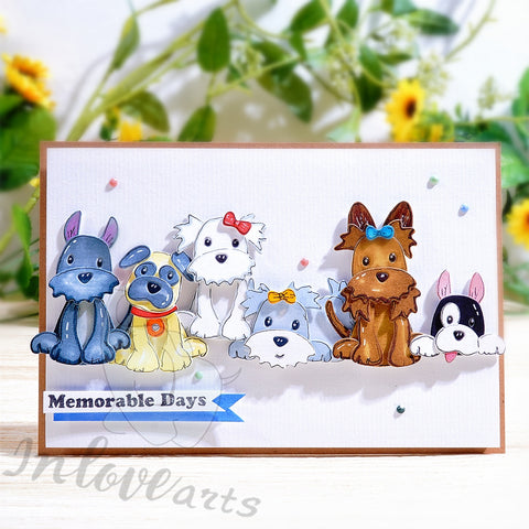 Inlovearts 6 Cute Dogs Cutting Dies
