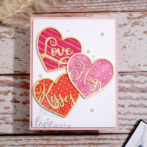 Inlovearts Love Hugs Kisses Word Heart Cutting Dies