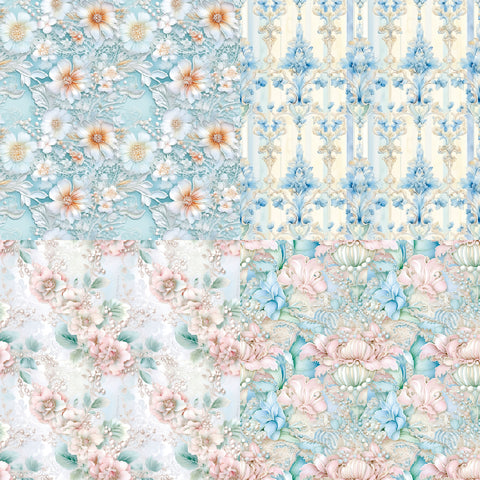 24PCS 6" Elegant Blue Scrapbook & Cardstock Paper