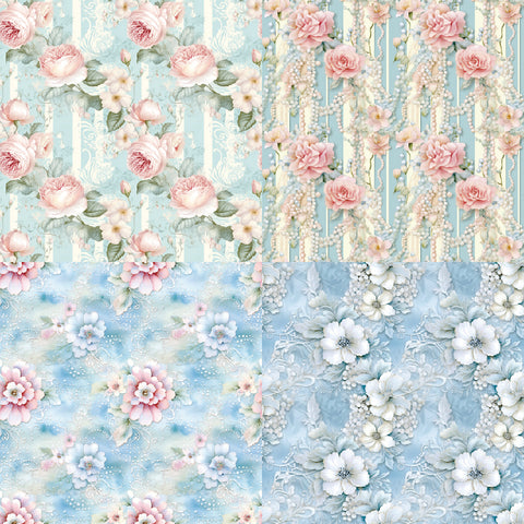 24PCS 6" Elegant Blue Scrapbook & Cardstock Paper