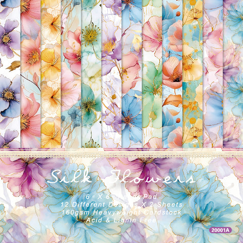 24PCS 6" Silk Flowers Scrapbook & Cardstock Paper