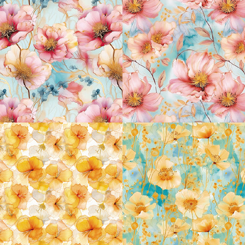 24PCS 6" Silk Flowers Scrapbook & Cardstock Paper