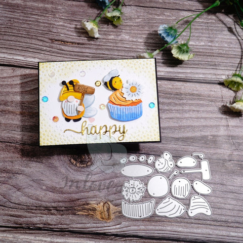 Inlovearts Gnome Cake and Bee Cutting Dies