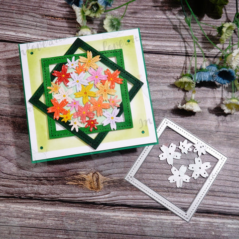 Inlovearts Square and Flowers Cutting Dies