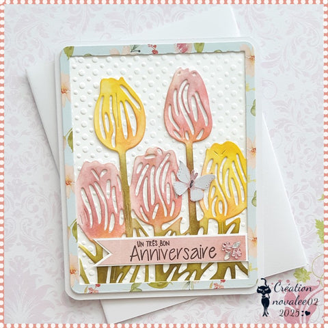 Inlovearts Tulips Backgroud Board Cutting Dies