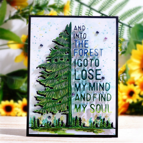Inlovearts Christmas Tree With And into the Forest I Go to Lose My Mind and Find My Soul Word Cutting Dies