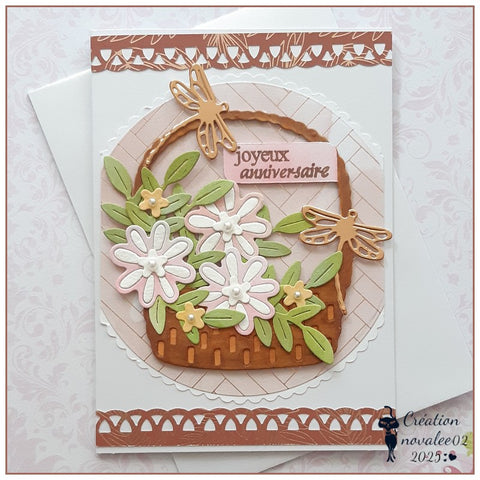Inlovearts Spring Flower Basket Cutting Dies