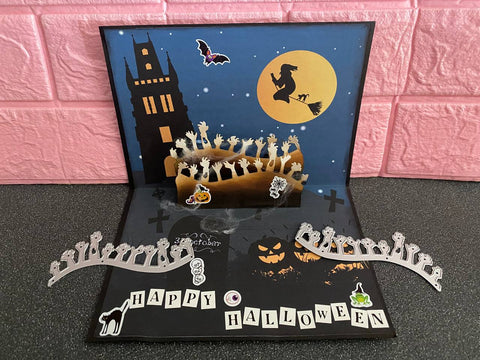 Inlovearts Pumpkin Themed Scary Castle Metal Cutting Dies