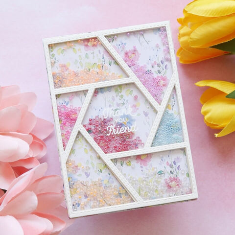 Inlovearts Hollow Hexagon and Line Background Board Cutting Dies