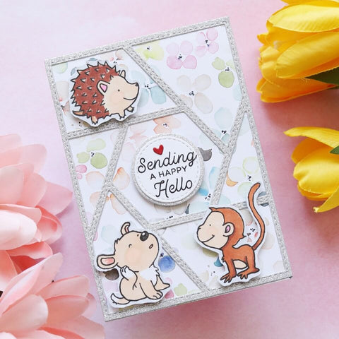 Inlovearts Hollow Hexagon and Line Background Board Cutting Dies