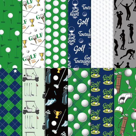 Inlovearts 24PCS 12" Golf Theme Scrapbook & Cardstock Paper