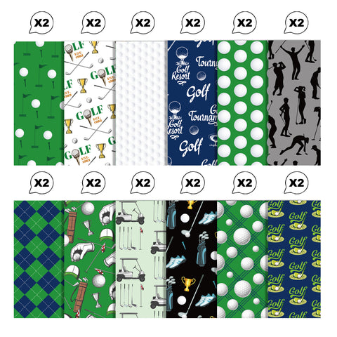 Inlovearts 24PCS 12" Golf Theme Scrapbook & Cardstock Paper