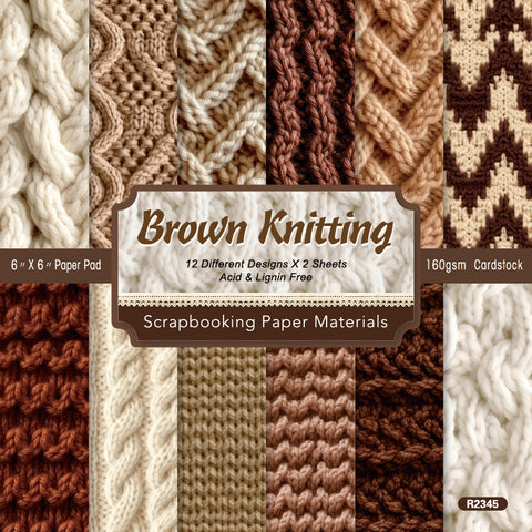 Inlovearts 24PCS 6" Brown Knitting Scrapbook & Cardstock Paper