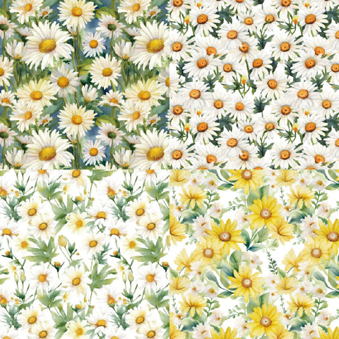 Inlovearts 24PCS 6" Spring Daisies Scrapbook & Cardstock Paper