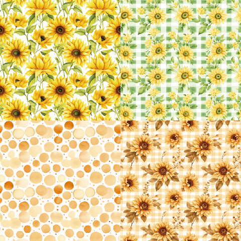 Inlovearts 24PCS 6" Flower in the Sunshine Scrapbook & Cardstock Paper