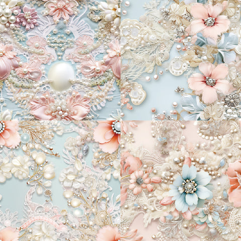 Inlovearts 24PCS 6" Pearl Embroidery Scrapbook & Cardstock Paper