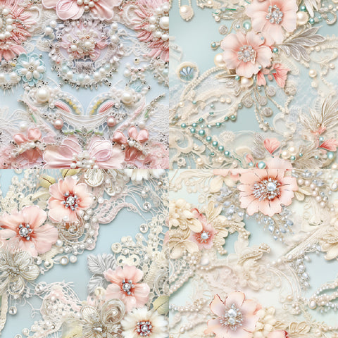 Inlovearts 24PCS 6" Pearl Embroidery Scrapbook & Cardstock Paper