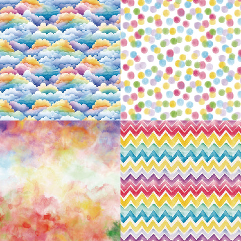 Inlovearts 24PCS 6" Rainbow Clouds Scrapbook & Cardstock Paper