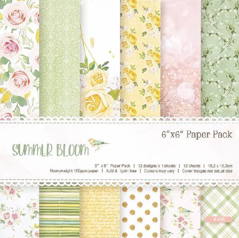 Inlovearts 24PCS 6" Summer Bloom Scrapbook & Cardstock Paper