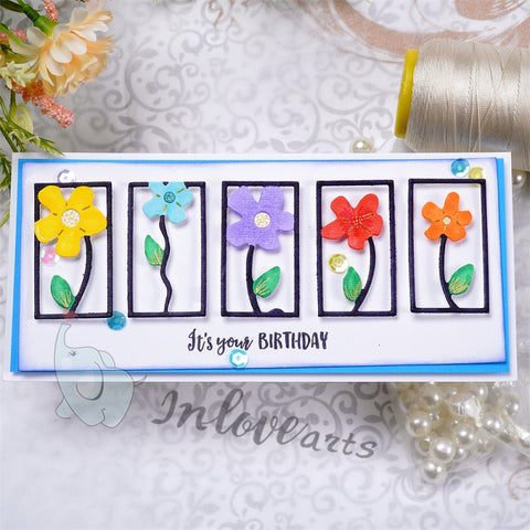 Inlovearts 5pcs Flower Frame Cutting Dies