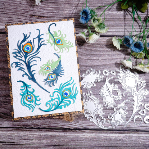 Inlovearts 5pcs Peacock Feather Cutting Dies