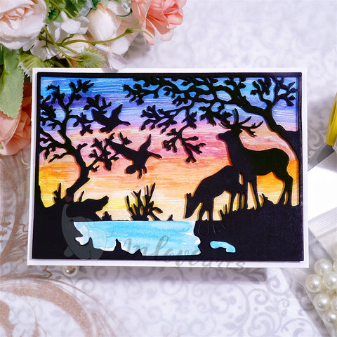 Inlovearts Animals in the Forest Background Board Cutting Dies