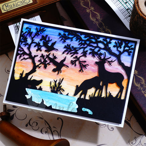 Inlovearts Animals in the Forest Background Board Cutting Dies