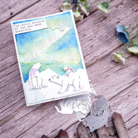 Inlovearts Aurora and Polar Bear Family Cutting Dies
