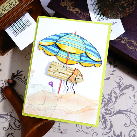 Inlovearts Beach Umbrella and Wooden Sign Cutting Dies