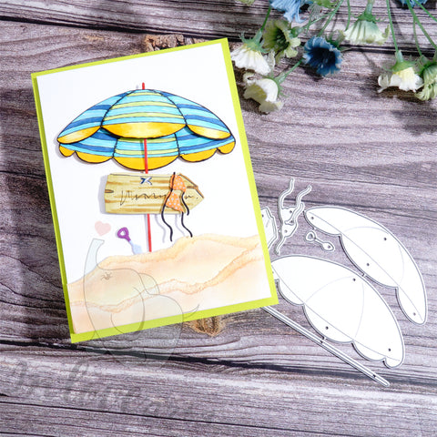 Inlovearts Beach Umbrella and Wooden Sign Cutting Dies
