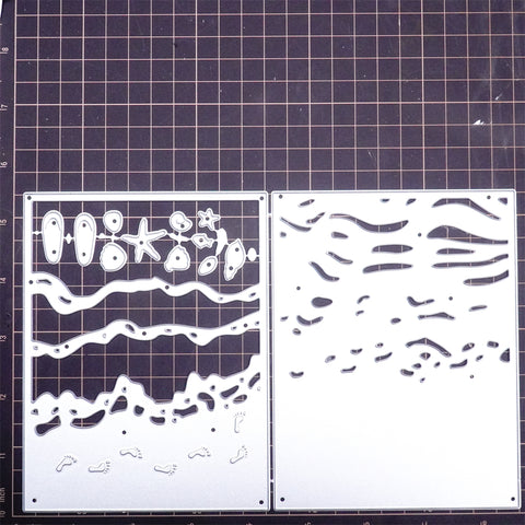 Inlovearts Stackable Beach and Wave Background Board Cutting Dies