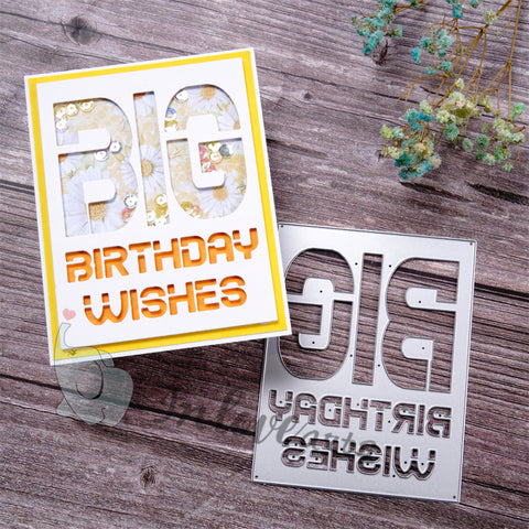 Inlovearts Big Birthday Wish Background Board Cutting Dies