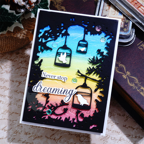 Inlovearts Birds in Forest Background Board Cutting Dies