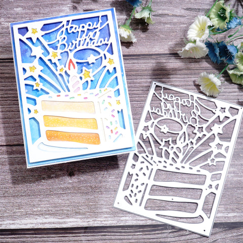 Inlovearts Birthday Cake Background Board Cutting Dies