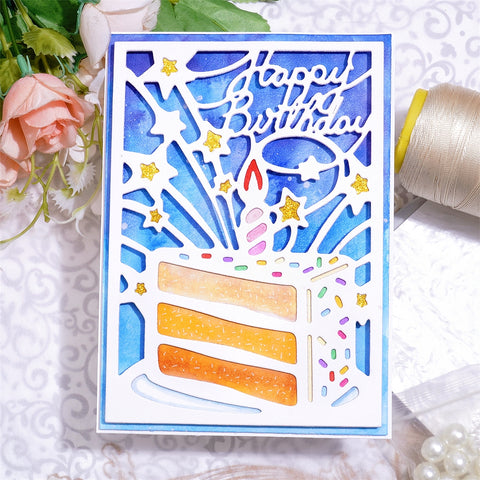 Inlovearts Birthday Cake Background Board Cutting Dies