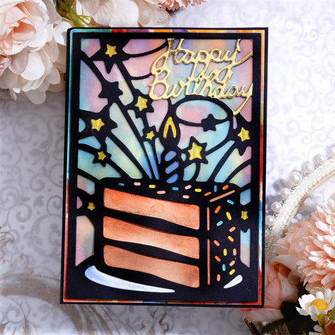 Inlovearts Birthday Cake Background Board Cutting Dies