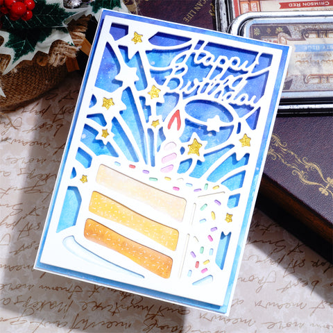 Inlovearts Birthday Cake Background Board Cutting Dies