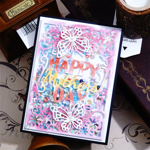 Inlovearts Birthday Theme with Butterfly Background Board Cutting Dies