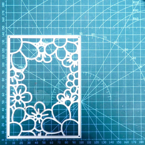 Inlovearts Bloomig Flowers Rectangular Frame Cutting Dies