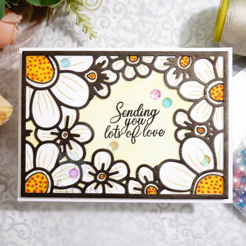 Inlovearts Bloomig Flowers Rectangular Frame Cutting Dies